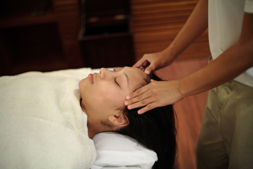 Most of the work in craniosacral therapy is done with gentle pressure on the skull or tailbone.